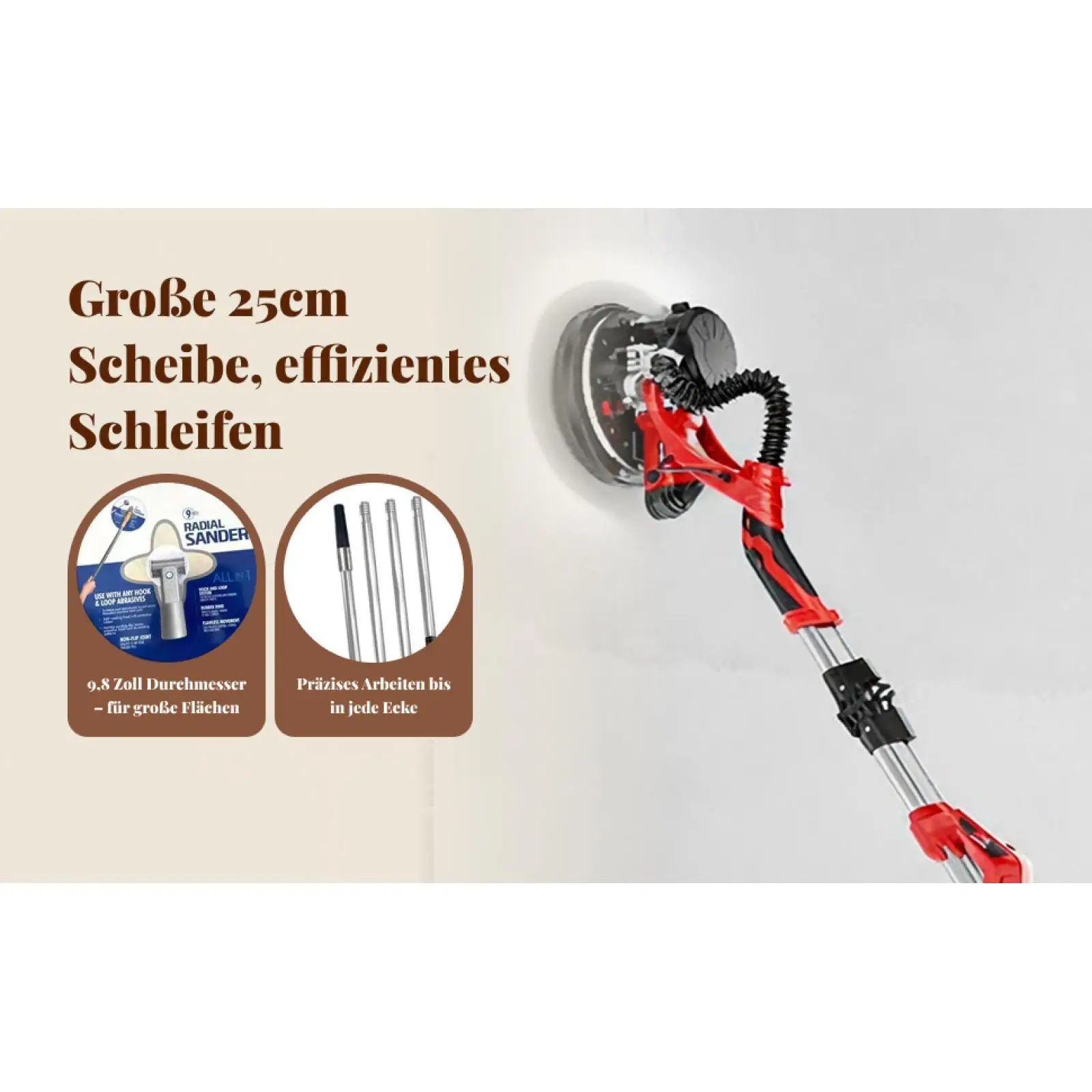 

Handheld Adjustable Rod Drywall Sander Multipurpose Sturdy 9inch Round