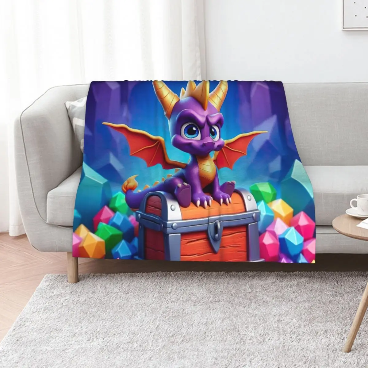 Chibi Spyro's Hoard - Adorable Guardian of Gemstone Treasure Throw Blanket wednesday For Baby funny gift Blankets