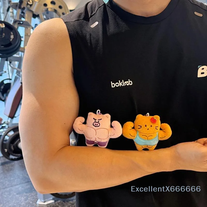 Muscle Abs Stuffed Animal Keychain Soft Plush Key Ring Funny Bag Charm for Holiday Gift Handbag Pendant