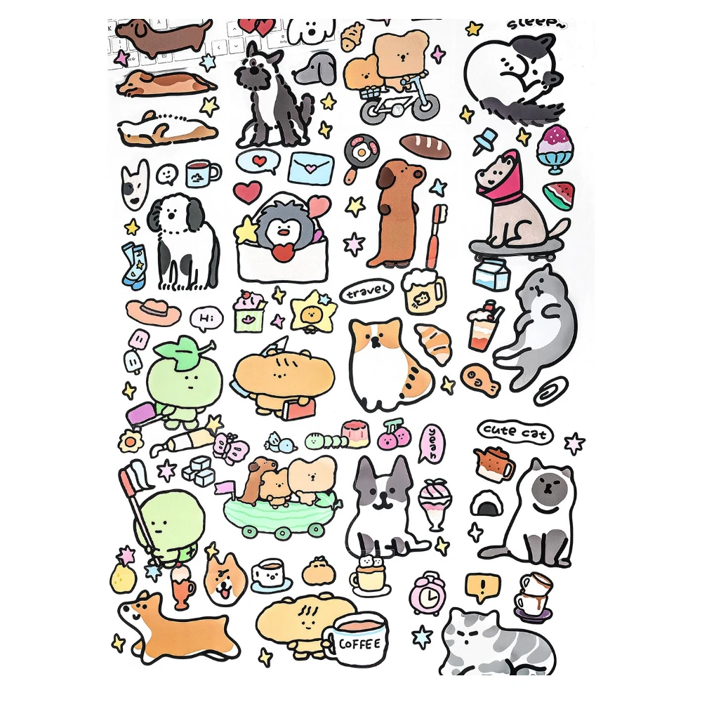 ورقتان من ملصقات الورق الاصطناعية لسكرابوكينغ المجلات، ديكور مذكرات جوكا اللطيفة، قرطاسية لاصقة مقاومة للماء #6