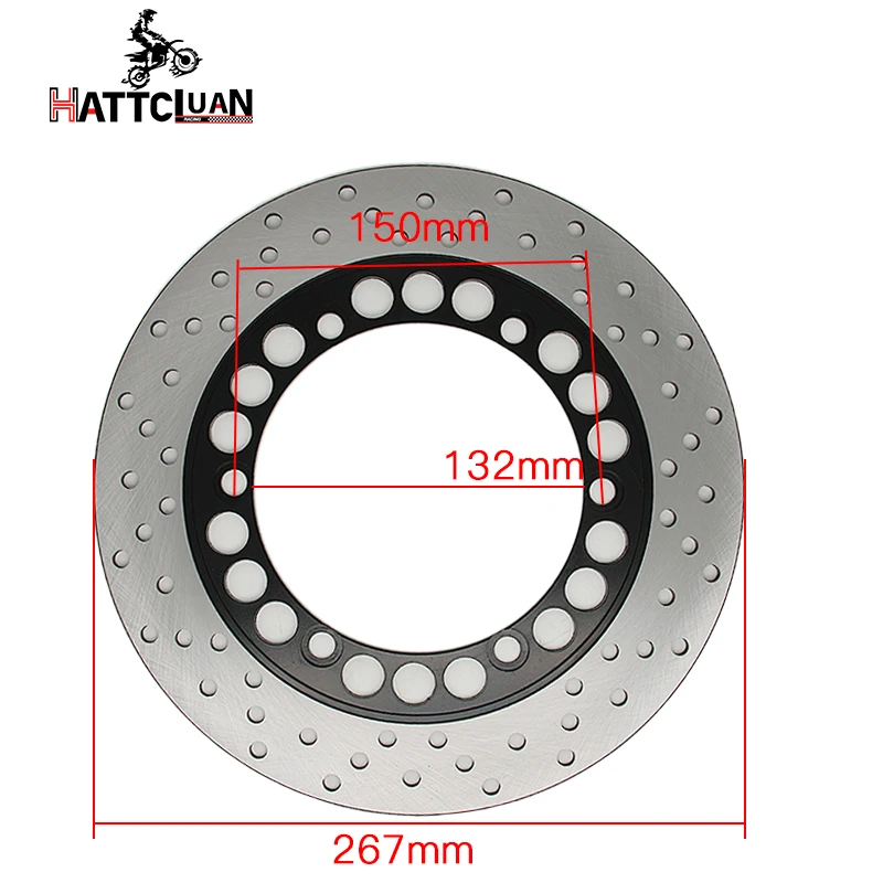 HATTCLUAN 267mm Rear Brake Disc Rotor For Yamaha RZ 250 RD 350 XP500 T-Max 500 XJ 600 FZ FZR 750 XJ 900 S Diversion FZR FZS 1000