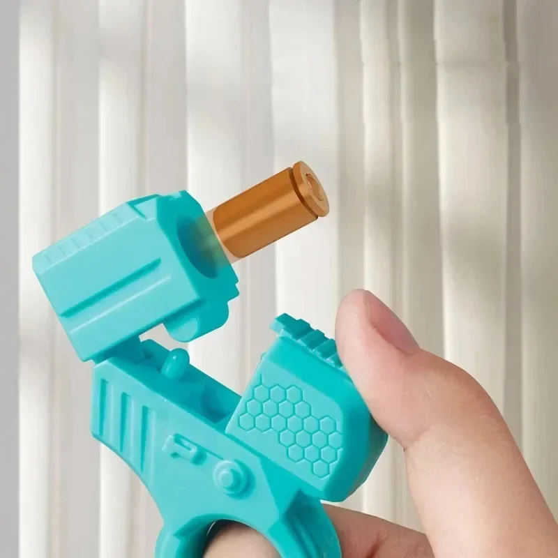 Mini Shell Ejecting Toy Gun Finger Fidget Spinner Stress Relief Gift for Boys Men Anxiety decompression Ratchet Ring Pistol