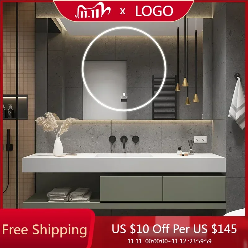 

Bathroom Cabinet Smart Mirror Cabinet Slate Ceramic Integrated Bathroom Vanity minimalist mobili per la casa Bathroom Furniture