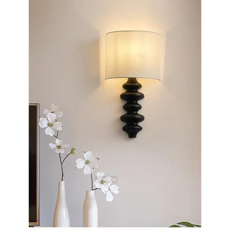 Living room wall lamp, study bedside lamp, spiral solid wood American bedroom corridor lamp