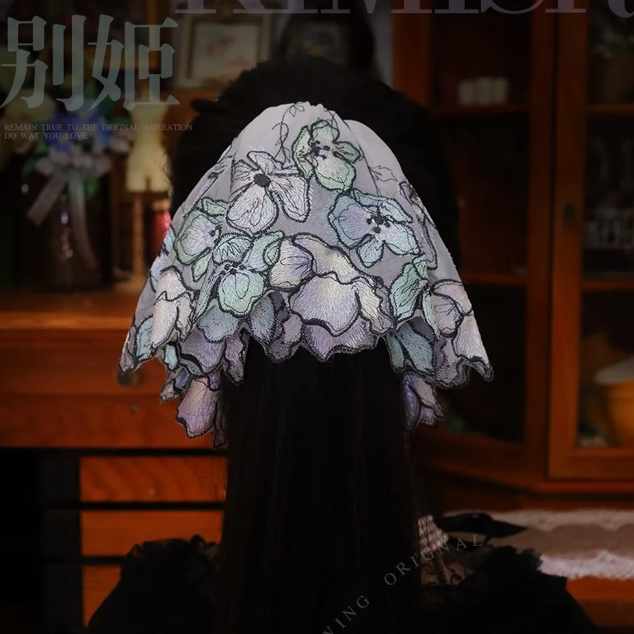 Handmade Special-Interest Design Lolita Style · Machine Embroidery Double Layer Hair Ring Accessories
