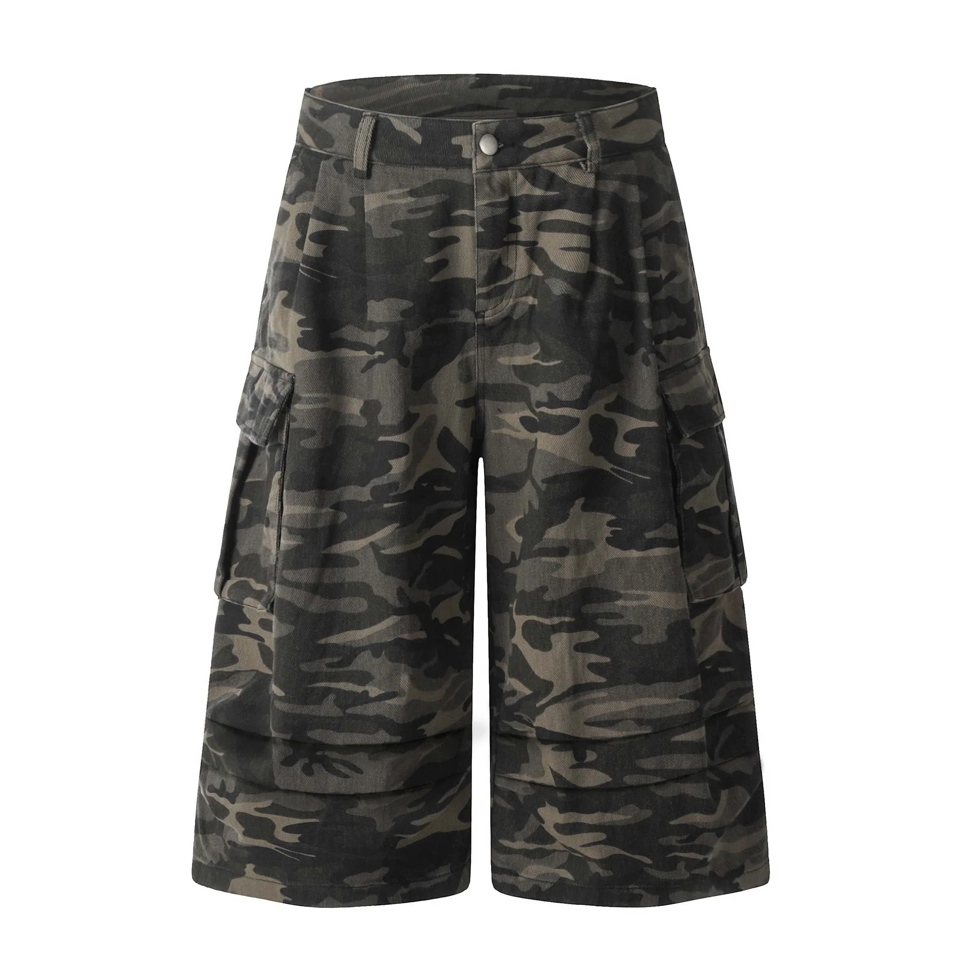 OR FL American Retro Staraight Camouflage 100 Cotton Women Work Shorts Summer Loose Trendy Brand Seven-point Camouflage Pants