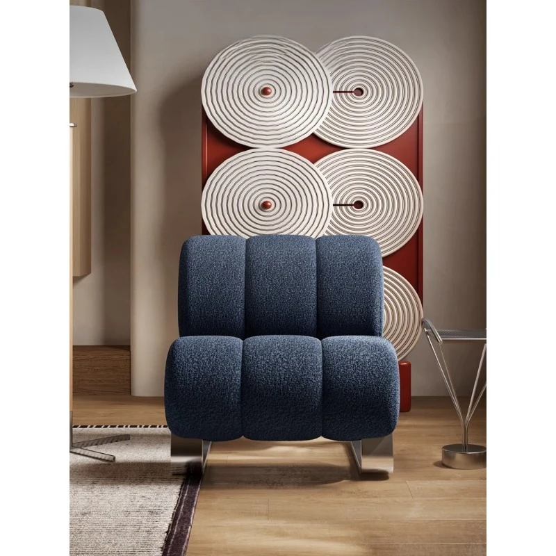 

Fabric sofa chair retro lamb wool leisure chair