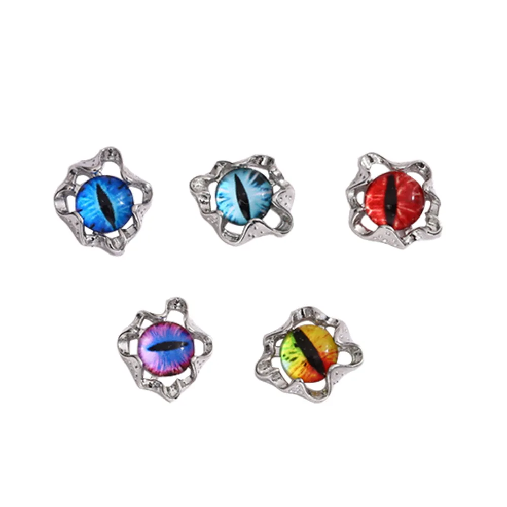 10PCS 3D 악마의 눈 네일 아트 참 눈알 눈동자 액세서리 손톱 장식을위한 합금 부품 매니큐어 장식 용품 재료