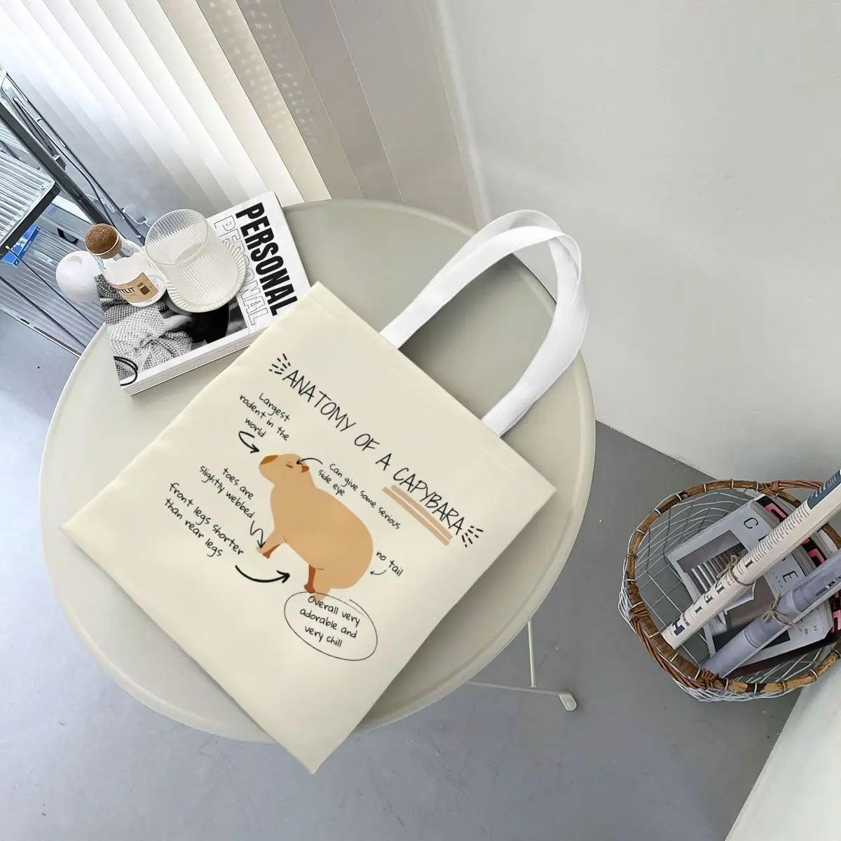 Anatomy Of A Capybara Shopping Bags Canvas The Tote Bag Reusable for Girls Shoulder Tote Travel Handbag