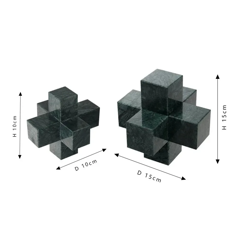 Handmade Sculpted Marble Cross Block Ornament Luxury Sculptures and Figurines for Bedroom Living Room Home Decoration