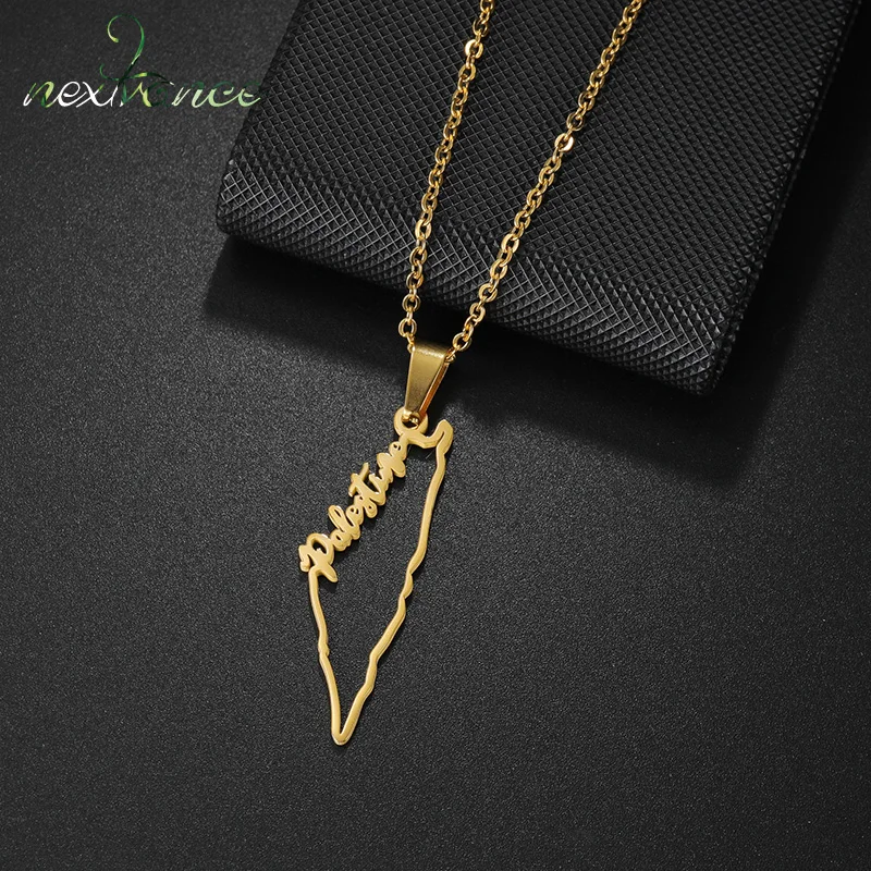 

Nextvance Custom Name Personalized Map Necklace For Women Men Pendant Choker Stainless Steel Jewelry Gifts Palestine Necklace