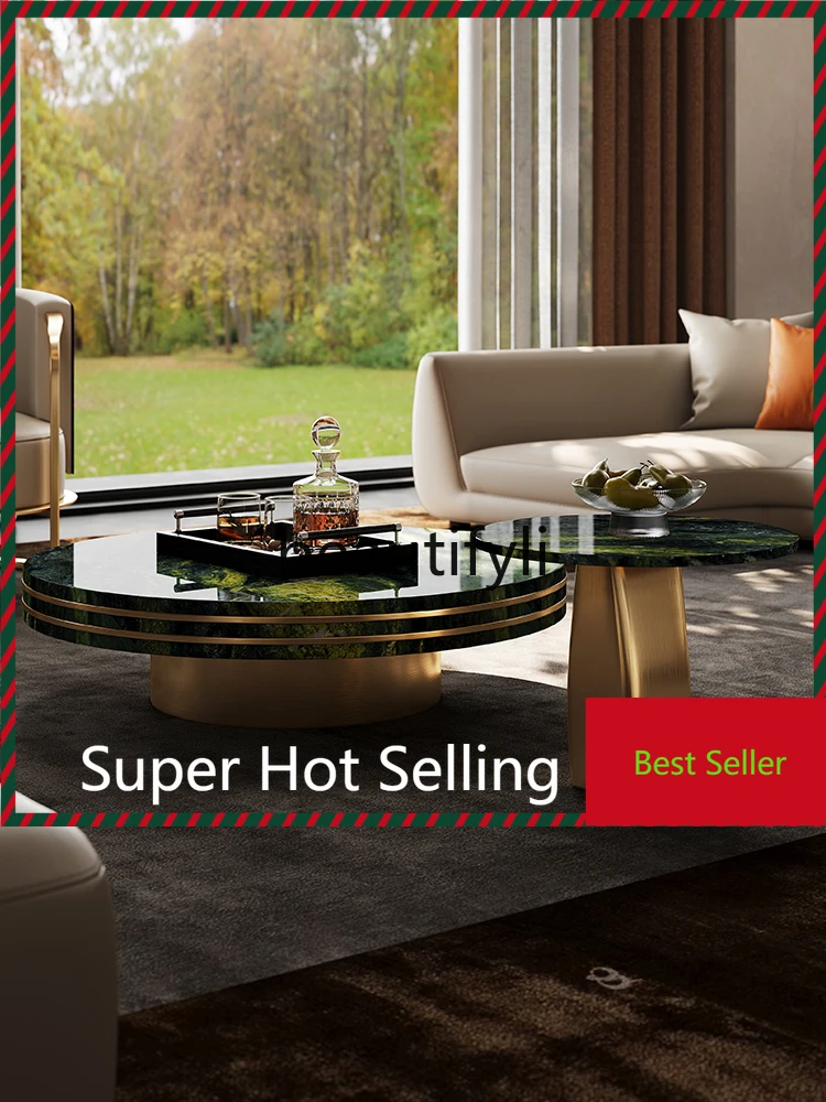 Designer natural luxury stone coffee table living room light luxury Italian round size round coffee table combination G1218