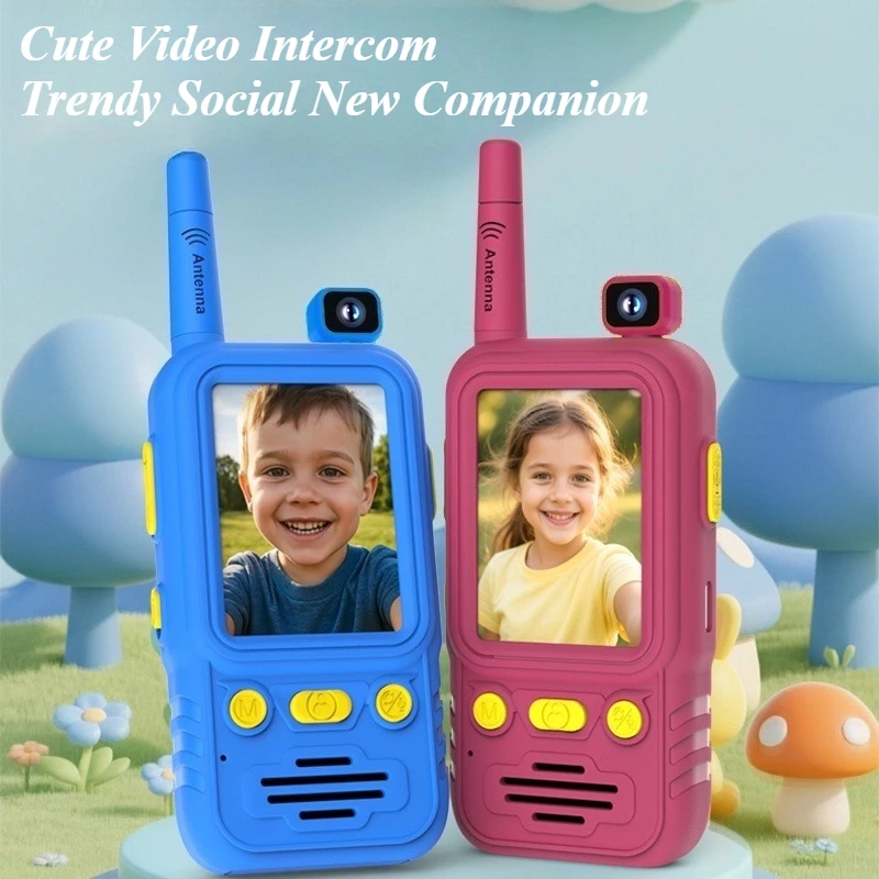 

Kids Video Walkie Talkie 2 Pack 180° Rotatable Camera Two-Way Radio with Voice Changer HD Screen for Outdoor Camping Play