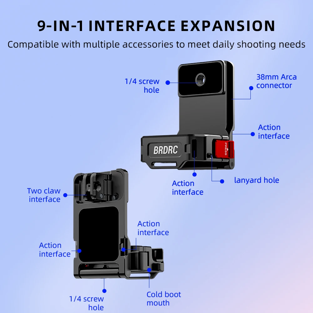 BRDRC Magnetische Halterung für DJI Pocket 4/4P/3 Metall-Verlängerungshalterung 1/4 Schraubenloch /2-Klauen-Adapter Fotografie-Zubehör – Detail 3
