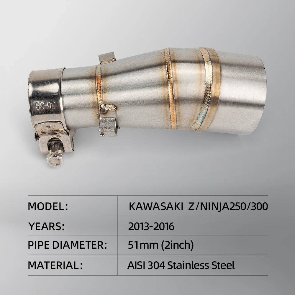 

For kawasaki NINJA300 Z250 Ninja250 Z300 2013‑2016 Motorcycle Slip On Exhaust 51mm Middle Link Pipe Connect Original Front Tube