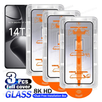 3PCS For Xiaomi 14T Dust Free Install Box Tempered Glass For Xiaomi 14 T 12T 13 14T Pro Oleophobic Coating Screen Protector Film