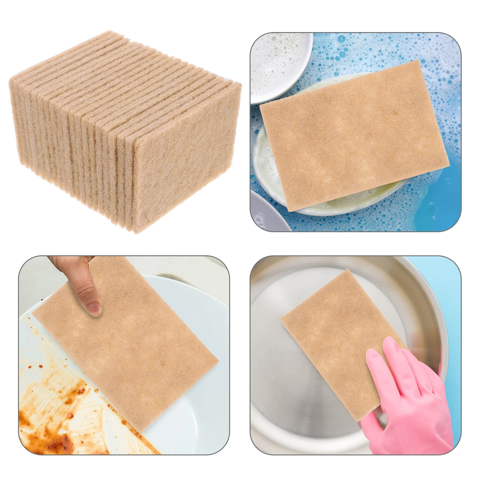 

20Pcs Sisal Dish Scrubber Pads Tough on Stains Gentle on Cookware Dishwash Safe Reusable Scouring Pads for Kitchen Workshop