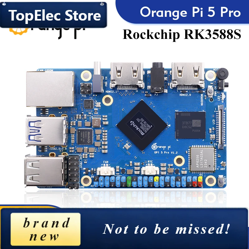 TopElec Orange Pi 5 Pro 4GB Ram Single Board Computer RK3588S LPDDR5 Wifi5.0-BT5 Development Board M2.0 Support SSD Orange Pi 5P