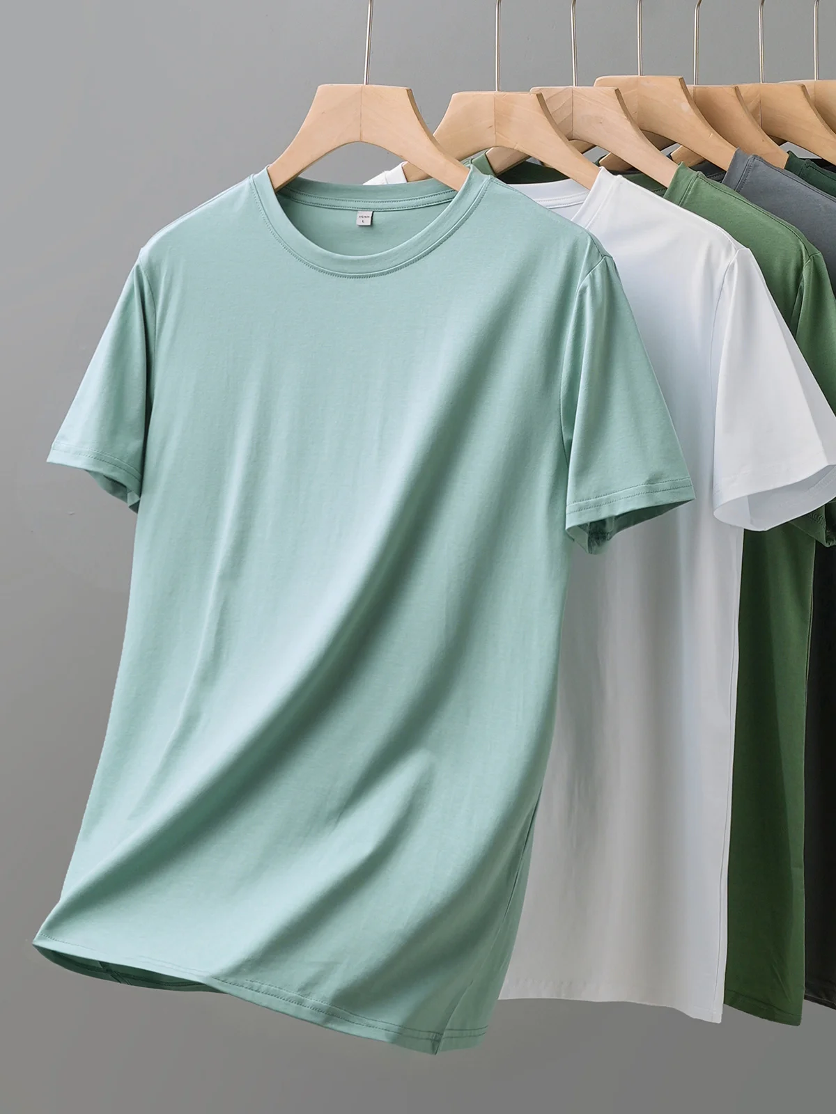 Dukeen Summer Thin Ice Silk T-Shirt for Men Crew Neck Short Sleeve Casual Soft Fitness Tops Plain Modal Cotton Oversized Tees