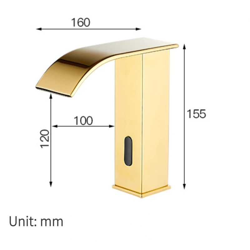 Imagem -06 - Torneira Sensor Infravermelho de Latão Dourado para Banheiro Cachoeira Touchless Bacia Torneira de Cozinha Inteligente Misturador Automático para Pia