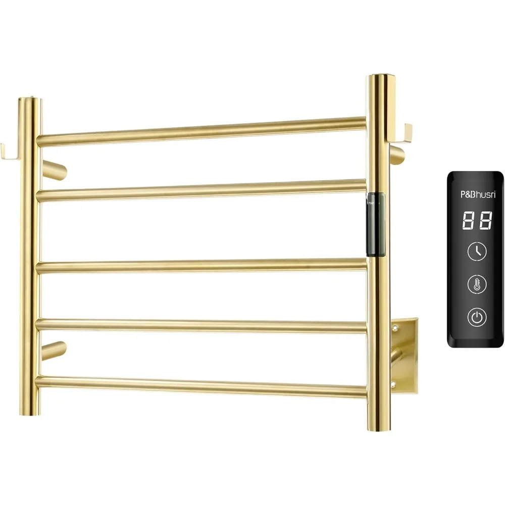 

Вешалка для полотенец с электрическим подогревом, 5 бар, матовое золото, с умным таймером и термоуправлением для настенного монтажа