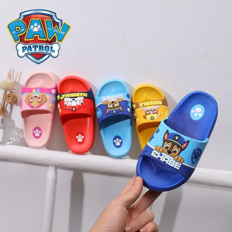 Paw Patrols Kawaii Chase Cartoon Summer Slippers Boys Girls Indoor Home Cosplay Sandals Bathroom Non-Slip Breathable Kids Gift