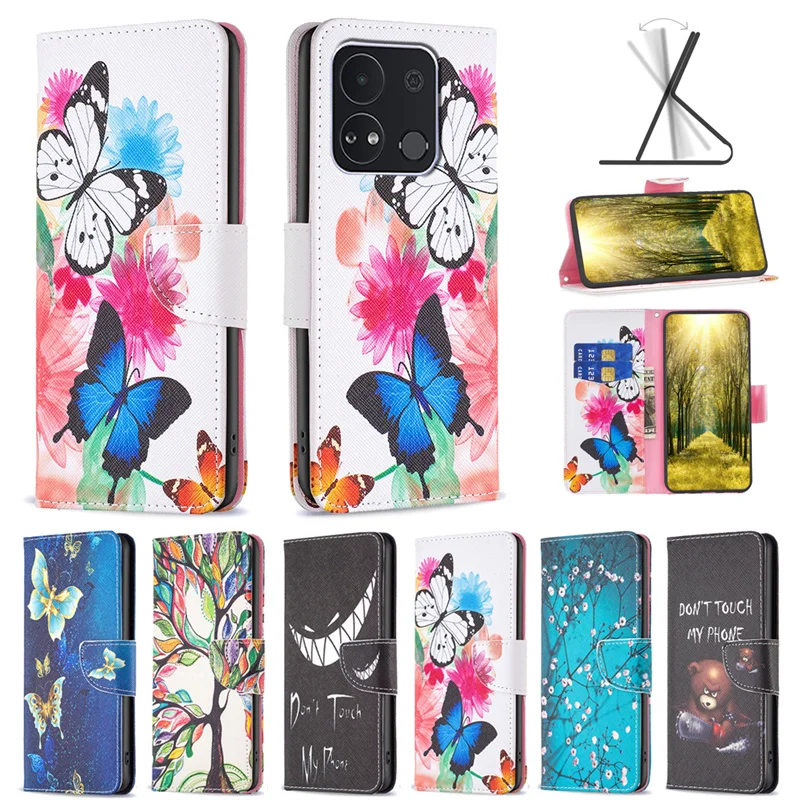 Painted Leather Case For Itel A04 Case Wallet Flip Phone Cover For itel A04 Cases Fundas Coque