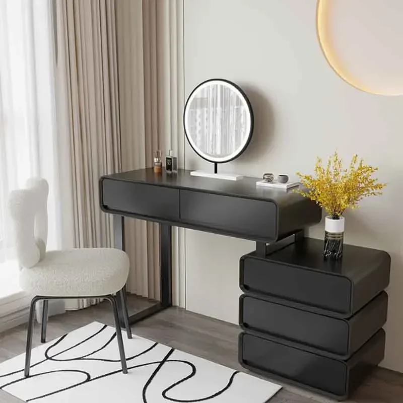 

Ergonomic Hair Dressing Table Holders Black Storage Mirror Dressing Table Makeup Luxury Tocador De MaquillajeTrendy Furniture