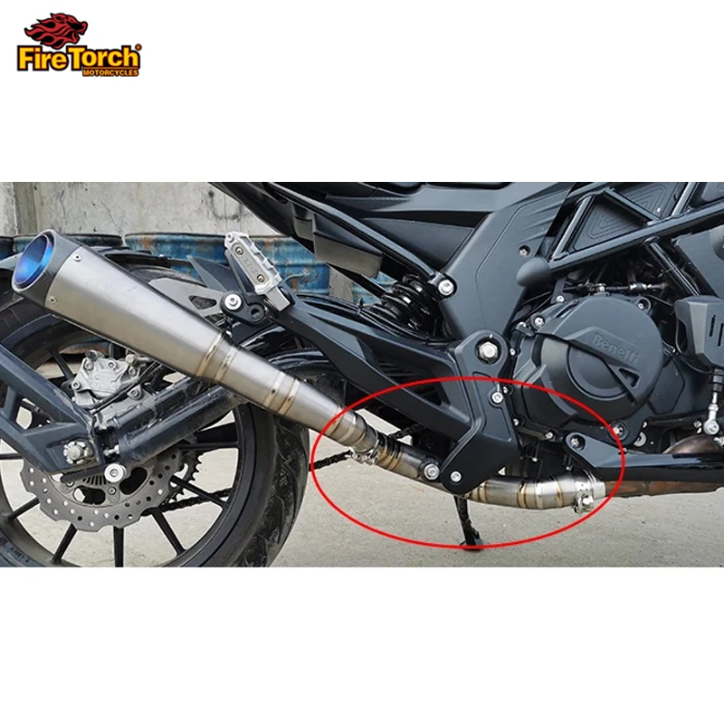 Slip On For Benelli 502 c 502C Motorcycle Stainless Steel Middle Link Pipe Exhaust System Escape Moto Connect Original Muffler