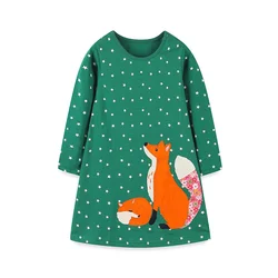 Jumping Meters 2-7T Stars Girls Dresses Animals Embroidery Children's Clothing Long Sleeve Party Birthday  Kids Frocks Costume