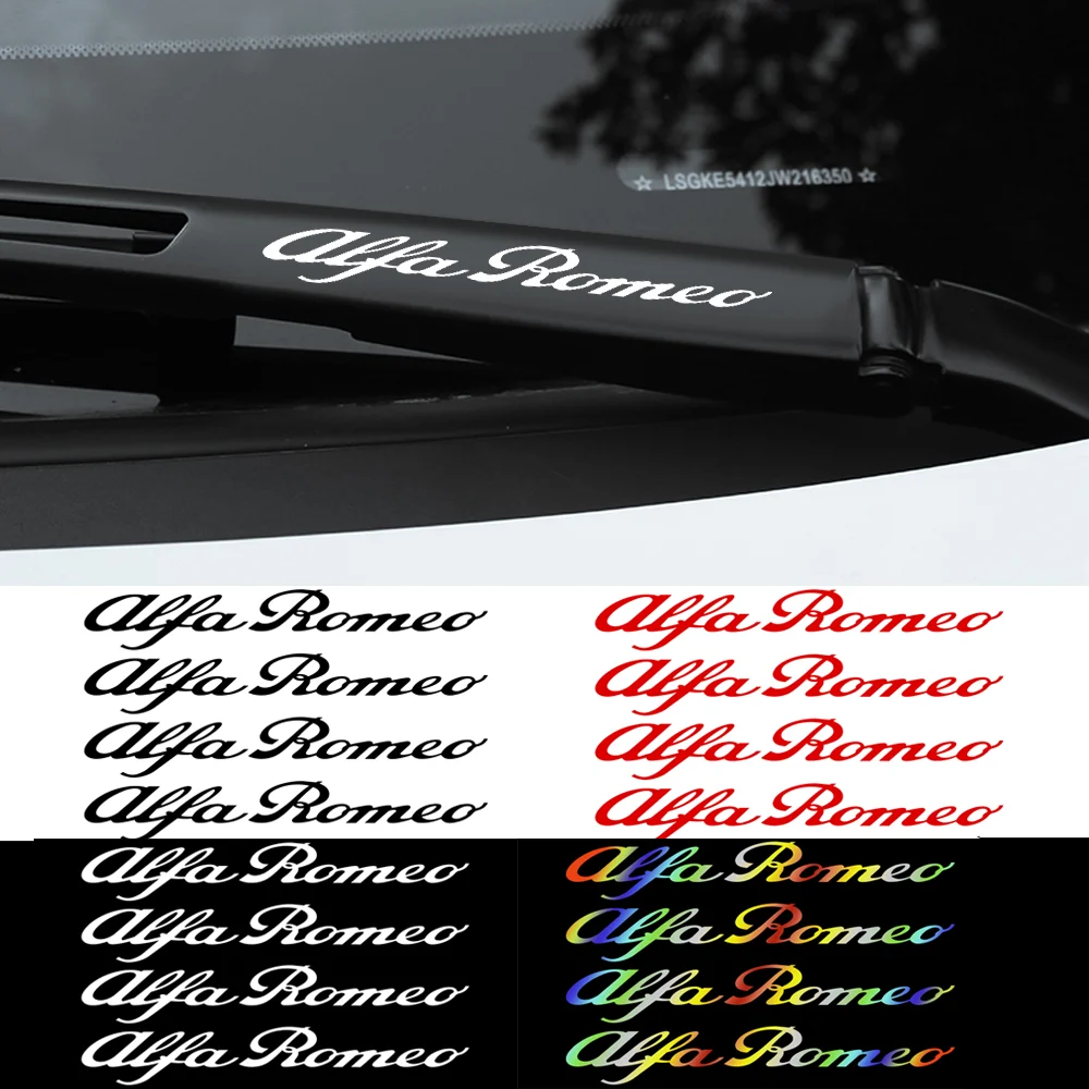 4 Stück Auto-Wischer-Emblem-Aufkleber Fenster-Abzeichen Dekoration Aufkleber Zubehör für Alfa Romeo Giulietta 159 147 156 Mito Stelvio
