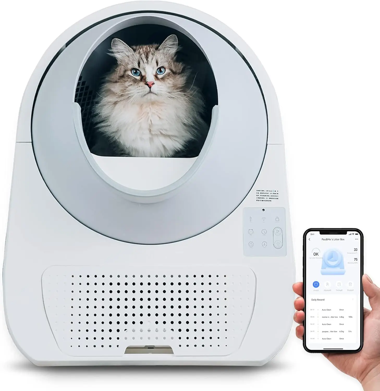 

Automatic Self Cleaning Cat Litter Box with APP, Odor Control, Health Monitoring, 60 Liners and 1 Carbon Filter Box Included