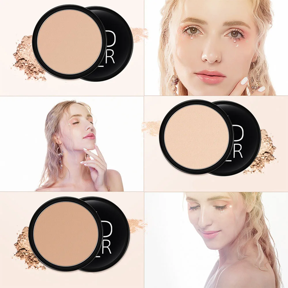 3สี Face Pressed Powder Long-Term น้ำมันควบคุม Natural Foundation แป้งคอนซีลเลอร์เสร็จสิ้นการตั้งค่าแป้ง Cosme