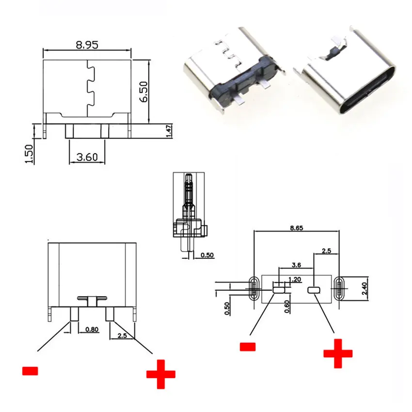 Cltgxdd 2/5/10PCS USB Type C Jack 90/180 Degree 2 Pin SMT Socket USB 3.1 Type-C Female Connector For Mobile Phone Charging Port - Image 6