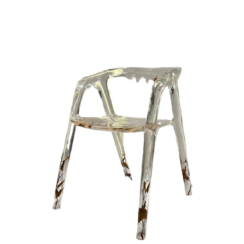 

Chair Chair Transparent Resin Acrylic Crystal Water Droplet Design Dining Chair Backrest Stool Italian Style