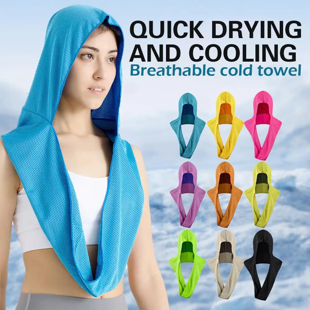 

Cooling Hoodie Towels For Hot Weather UPF 50+ Head & Neck Sun Protection Instant Cool Sweat Rag Cold Towel For Gym Ourdoor S4U8