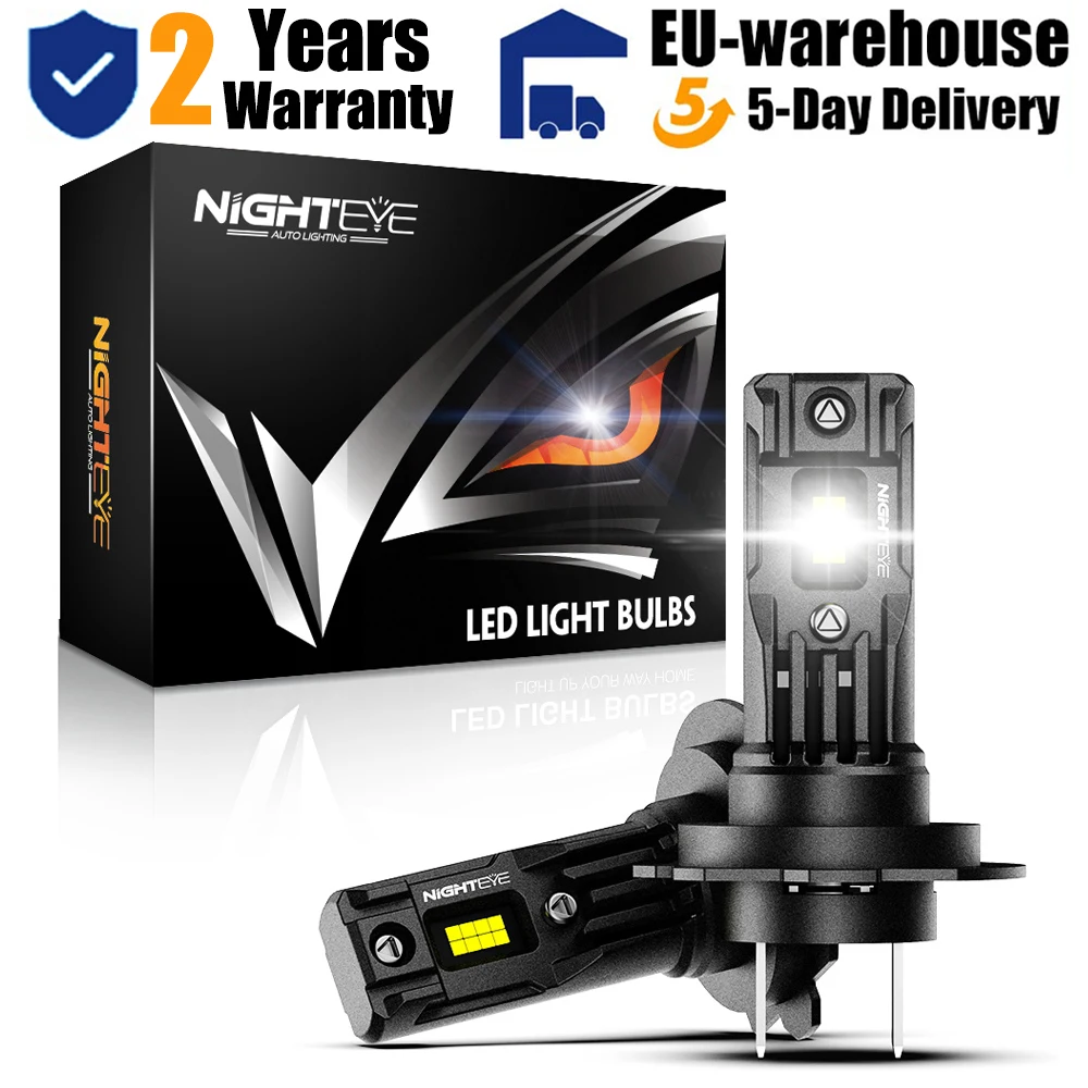 NIGHTEYE H7 35000LM LED Canbus Luci per auto super luminose 80W 6500K Bianco Mini formato Plug and Play H7 Lampadine per fari Auto Faro