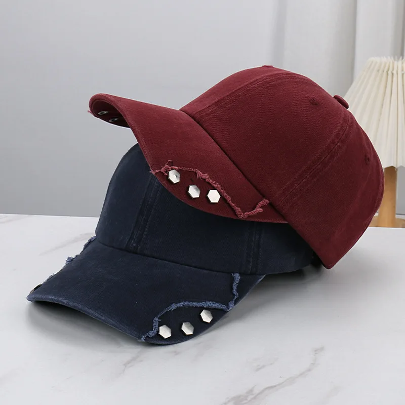 

New Korean Retro Punk Rivet Versatile Fashionable Baseball Cap Spring Summer Adult Outdoor Leisure Sun Protection Duckbill Caps