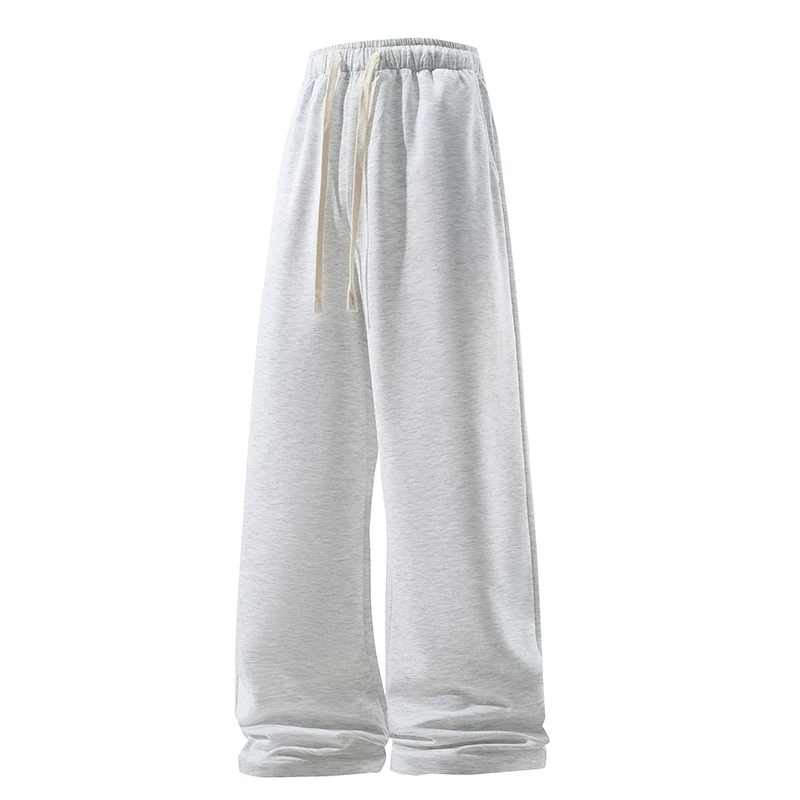 

2025 Autumn Fashion Wide Leg Pant Causal Sports Trousers High Waist Drawstring Loose Straight Trouser Breathable Men Sweatpant