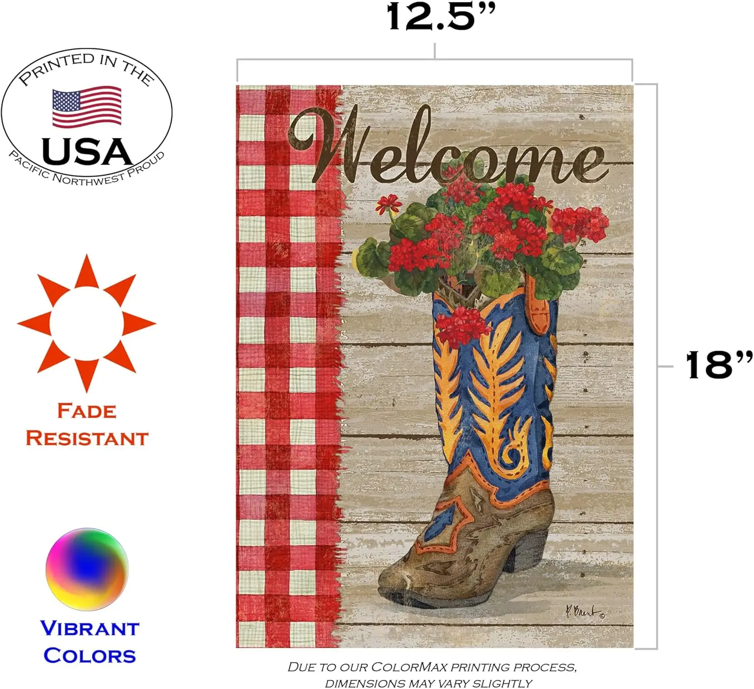 Toland Home Garden 1112435 Welcome Boot Welcome Flag 12x18 Inch Double Sided Welcome Garden Flag for Outdoor House Flower Flag Y