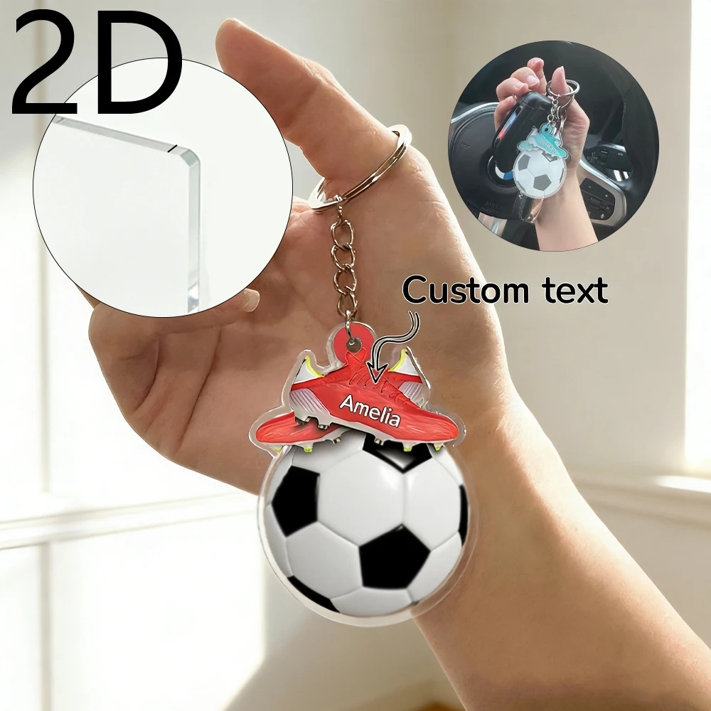 Personalisierte 2D-Flach-Acryl-Schlüsselanhänger als Geschenke für Familie, Freunde, Liebhaber und Fans, individueller Erinnerungs-Schlüsselanhänger für Fußballfans