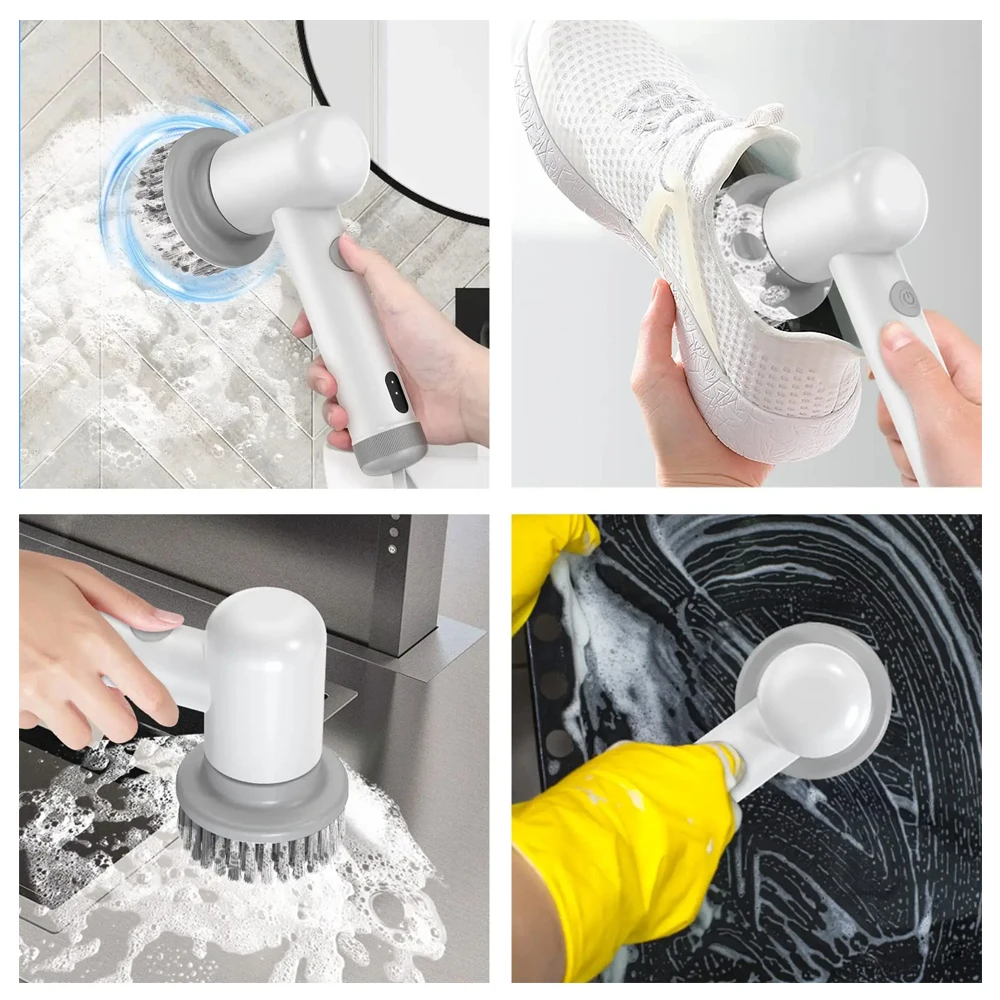 Electric Cleaning Brush Housework Kitchen Dishwashing Brush Bathtub Tile Professional Cleaning Brush USB Charging Waterproof