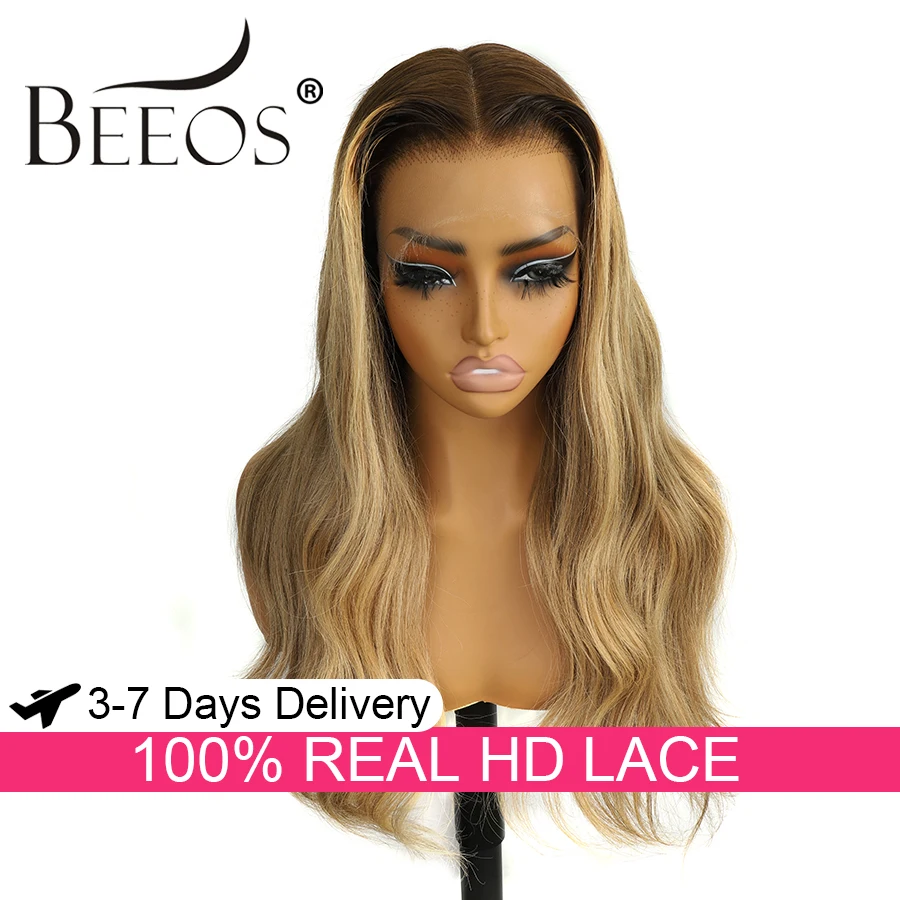 13x6 Real HD Lace Frontal Human Hair Wigs Raw Human Hair Ombre Body Wave Human Hair Wigs Human Hair 100% Pre Plucked For Women
