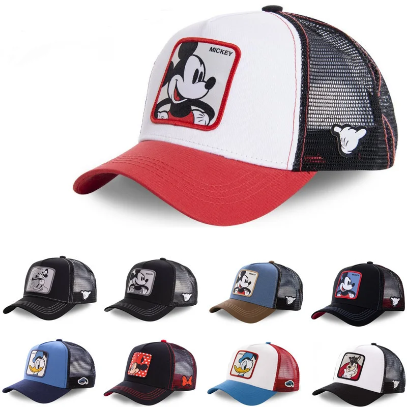 Boné Ajustável do Mickey Mouse, Chapéu de Verão para Atividades ao Ar Livre, Boné de Beisebol com Parte Traseira em Malha Respirável, Presente Casual