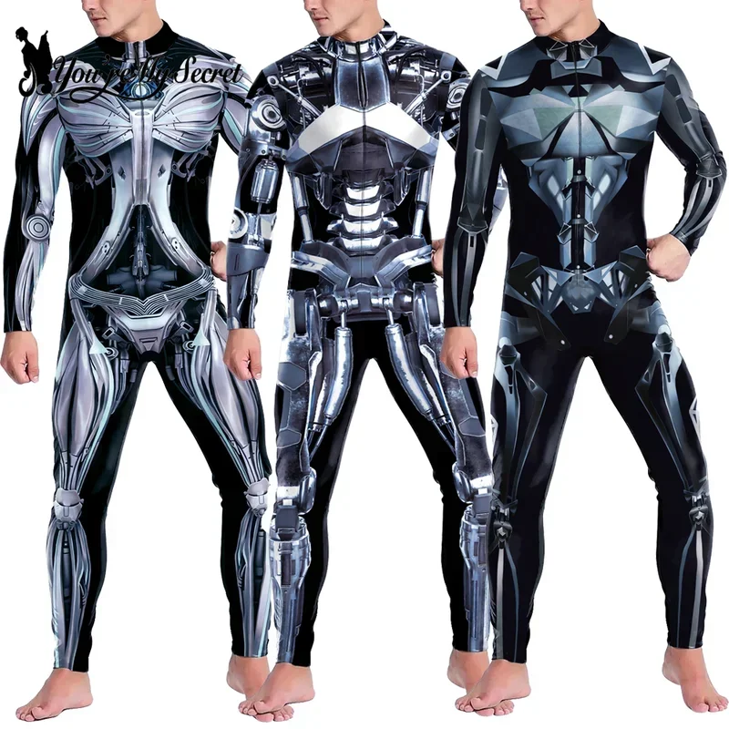 [You're My Secret] Cool CyberPunk Jumpsuit Cosplay Bodysuit Steampunk Cosplay Costume Zentai Superhero Halloween Man Outfit