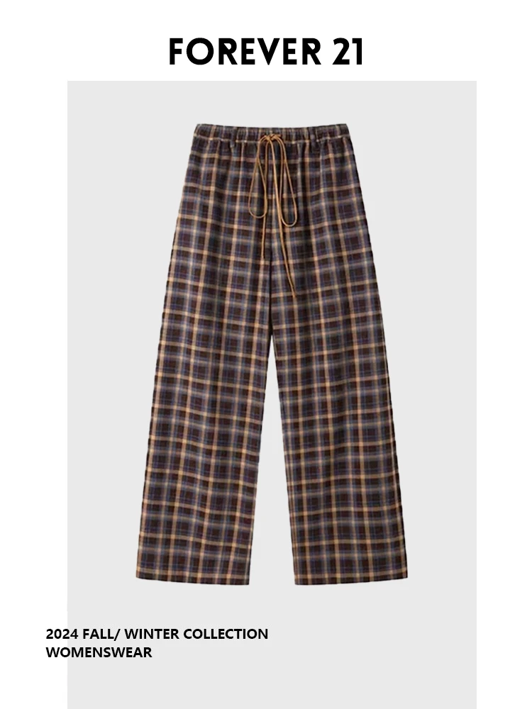 

Женские повседневные брюки Forever 2 Lazy Retro в клетку с широкими штанинами, летние, новый дизайн, свободный крой