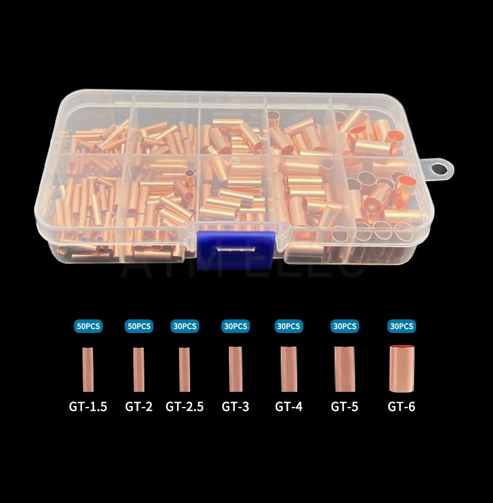 Quick connection of cold pressed wiring terminals and wires, Shenqi purple copper butt joint, crimping and wiring tube type copp