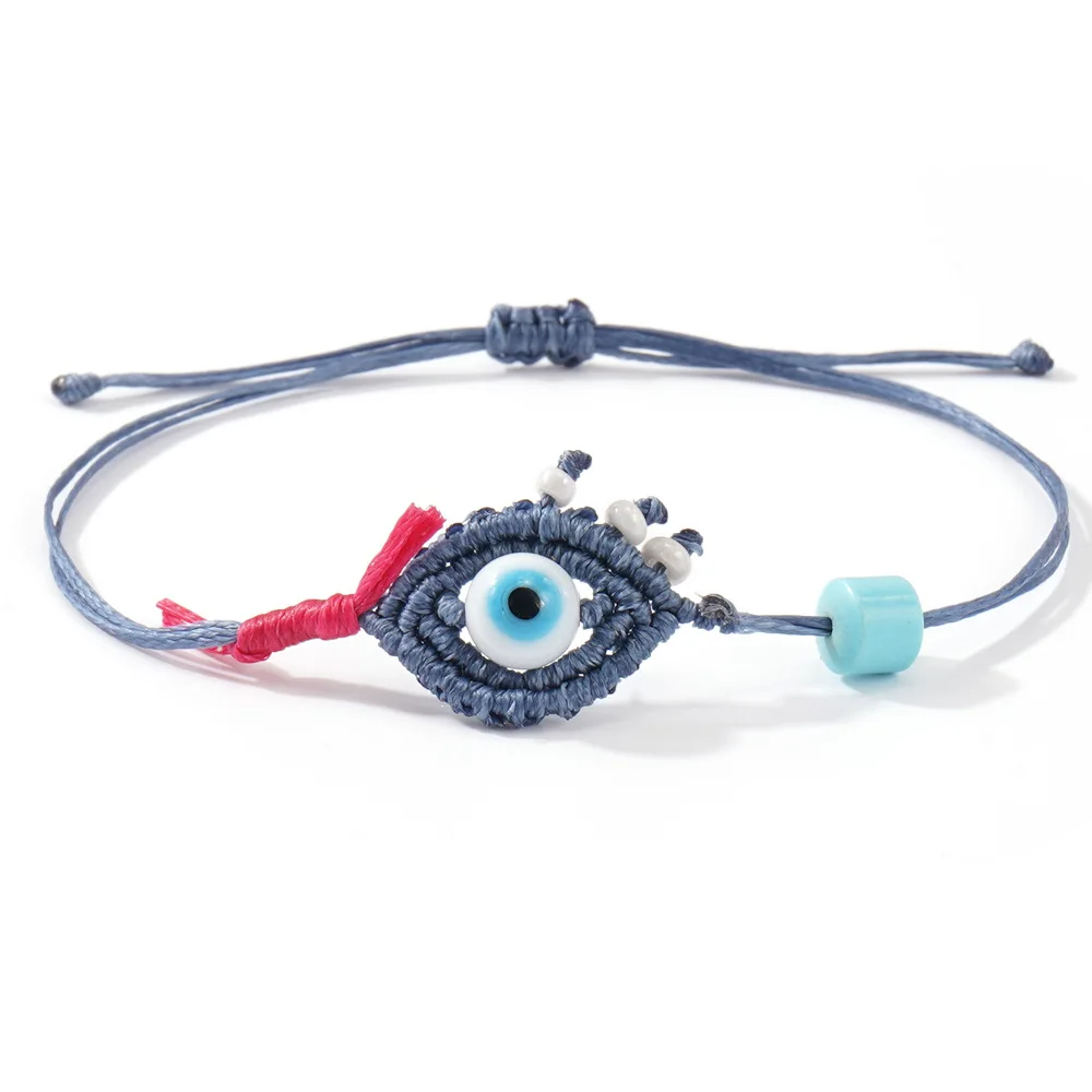Handmade Evil Eye Macrame Bracelet Adjustable Boho Style Multi-Color Protection Amulet Bracelets Fashion Jewelry Gift for Women
