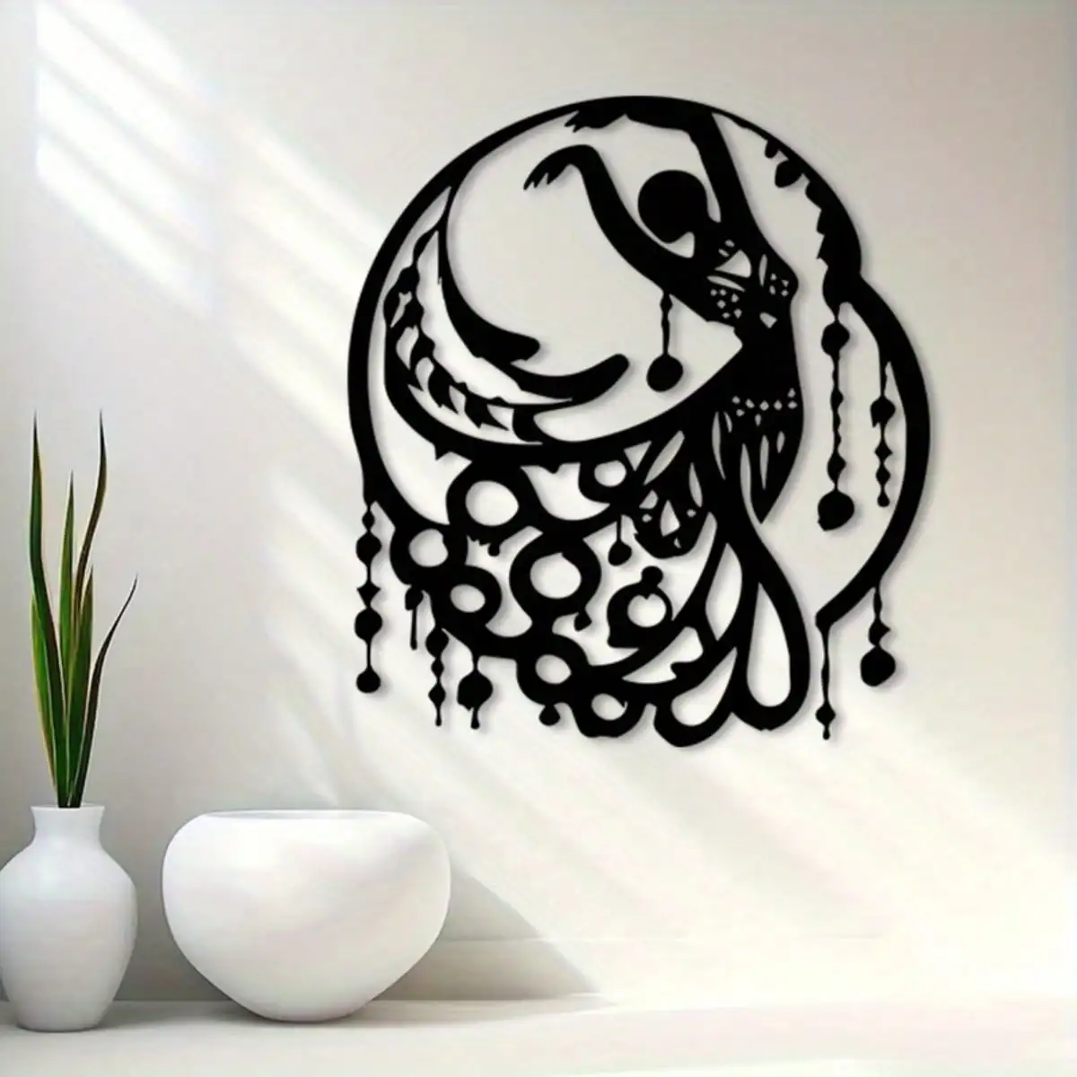 Bohemian Floral Geometric Iron Wall Art Metal Sculpture Living Room Bedroom Free Spirited Artistic Gift Rustproof Ornament