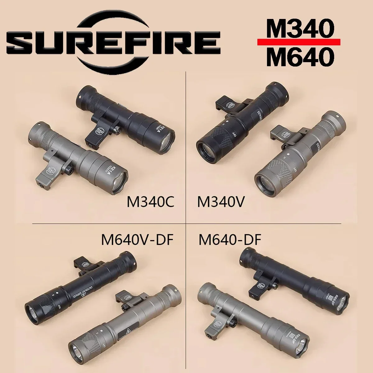 Tactical Surefire M340 M640 Strobe Flashlight M340C Led Scout Light 20mm Picatinny Rail with M LOK Mount Airsoft Hunting Lamp